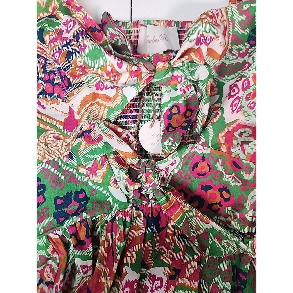 Cleobella Womens XL Reza Panama Midi Dress Floral w/pockets bow detail at bust - Picture 9 of 10